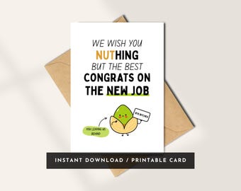 Funny New Job Card – Pistachio Farewell, Congrats (Digital Download)