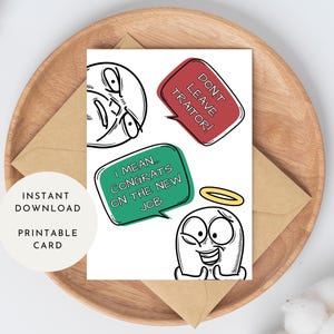 Ne quittez pas le traître ! Carte drôle de nouvel emploi - PDF imprimable à téléchargement immédiat - cadeau de félicitations pour départ d'un collègue - cadeau de départ carte d'adieu
