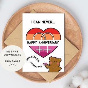 Carte d'anniversaire lesbienne drôle imprimable - « Je n'y pense jamais » - mignon gay ours, femme lesbienne LGBT Pride téléchargement numérique