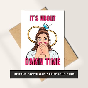 Cartão de noivado "It's About Damn Time", cartão engraçado para casamento, para melhor amiga, pedido de casamento, presente para chá de panela, cartão de noivado feliz para casamento