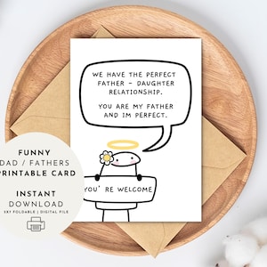 Tarjeta divertida del Día del Padre para mi hija - Tarjeta de cumpleaños imprimible para papá - Regalo para papá e hija - Tarjeta de agradecimiento - Descarga instantánea