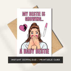 Faire-part de grossesse amusant pour meilleure amie – Carte numérique « La meilleure amie de bébé » – Cadeau à imprimer pour une nouvelle maman – PDF de style pop art