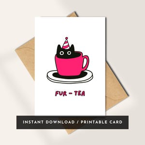 "Lustige 30. Geburtstagskarte ""Fur-tea"" zum 30. Geburtstag zum 30. Geburtstag - Lustige Einzigartige Geburtstagskarte für Katzenliebhaber Geschenk."