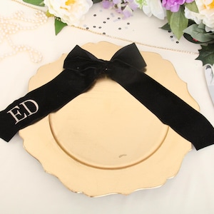 Personalized Velvet Ribbon Bow With Name Embroidery - 13 Colors available Custom Monogrammed For Hosting, Tablespaces, Custom Gifts
