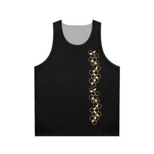 Honeycomb with Bees Tank Top, Summer Unisex Shirt, Beekeeper Gift, Nature Lover Tee, Garden Theme Top, Insect Print Clothing