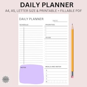Minimalist Daily Planner | Printable Daily To-Do List | PDF Digital Planner Page | Undated Daily Schedule Organizer | Instant Download