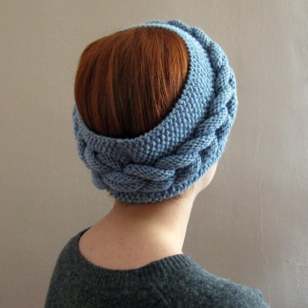 Blue Braided Knitted Headband