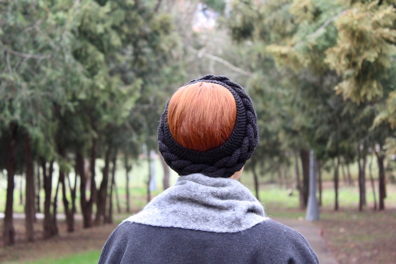 Black Braided Knitted Headband image 3