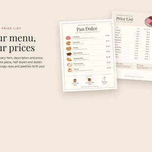 Panadería Bakery Business Kit for Canva: Menu, Cottage Food Labels, Price List image 3