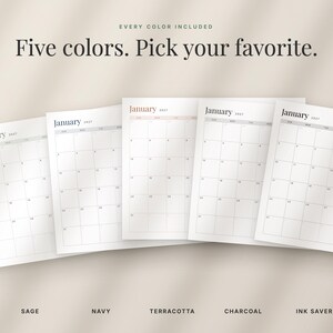 2027 Fillable Calendar, Minimalist Year at a Glance, Monthly Printable Calendar (Digital Download) image 2