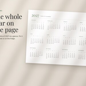 2027 Fillable Calendar, Minimalist Year at a Glance, Monthly Printable Calendar (Digital Download) image 5