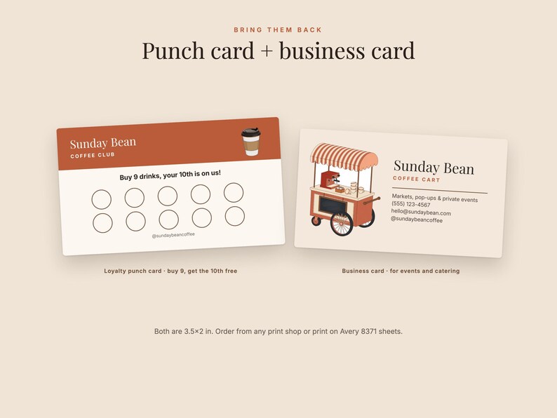 Kit de negocio para carrito de café en Canva: Tablero de menú, tarjeta perforada, letrero con código QR imagen 4