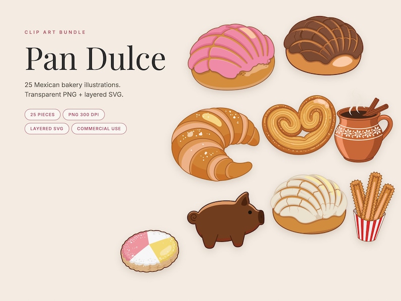 Pan Dulce Clip Art Bundle, 25 SVG & PNG image 1