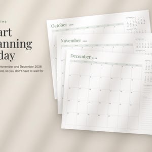 2027 Fillable Calendar, Minimalist Year at a Glance, Monthly Printable Calendar (Digital Download) image 7