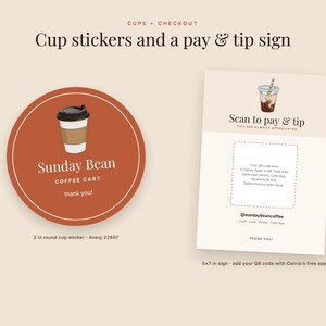 Kit de negocio para carrito de café en Canva: Tablero de menú, tarjeta perforada, letrero con código QR imagen 5