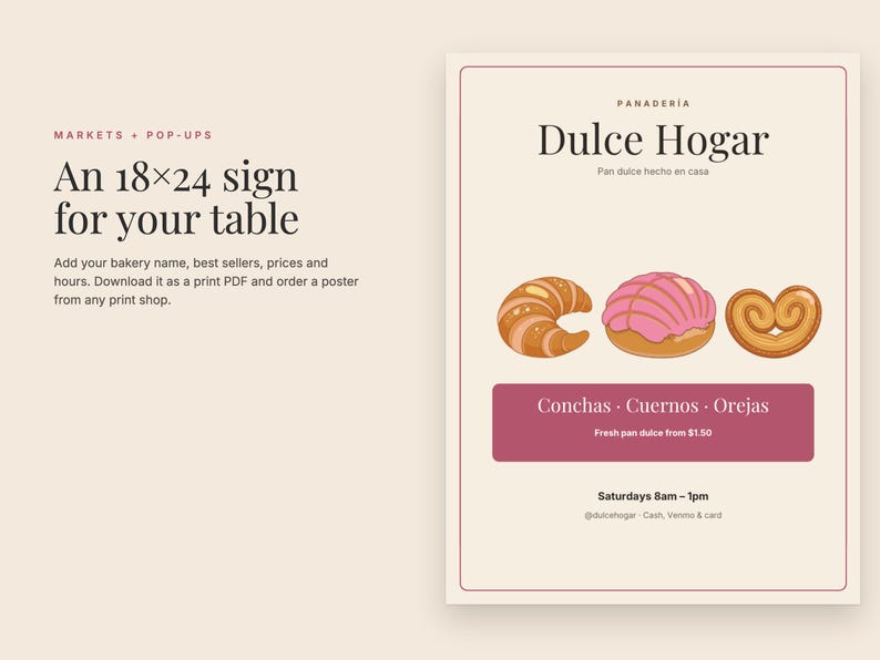 Panadería Bakery Business Kit for Canva: Menu, Cottage Food Labels, Price List image 6