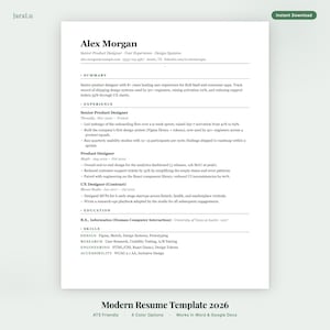 Modelo de currículo compatível com ATS 2026 – Currículo moderno e minimalista com modelo de carta de apresentação (Download digital) imagem 1