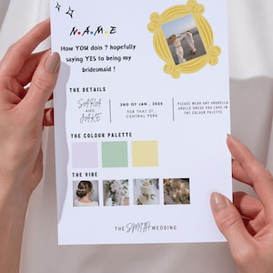 de proposition de demoiselle d'honneur sur le thème des amis de Zazzle.be Liste d'envies Vous avez des idées ? Demoiselle d'honneur et proposition de mariage | Modèle de mariage sitcom des années 90 | Carte numérique modifiable | CANVA