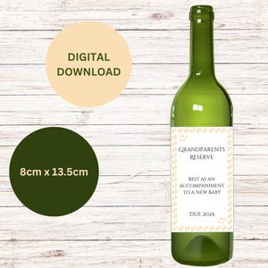 Wine Label, Pregnancy Announcement, Grandparent Gift, Printable Digital Download Template