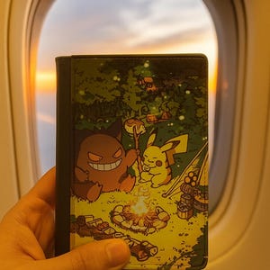Porta-passaporte estilo Pokémon fofo, carteira de viagem Pikachu, capa de passaporte de anime, presente de viagem Kawaii para crianças, meninos e meninas, protetor de passaporte