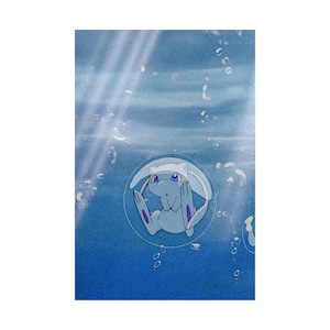 Bubble Mew Poster | Kids Wall Art | Gaming Bedroom Decor | Mew Artwork Print
