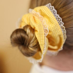 Oversized Gingham Lace Scrunchie- Handmade