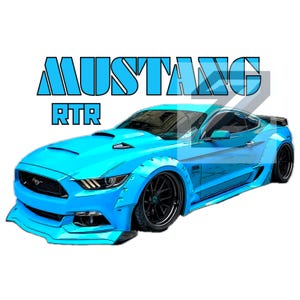 Ford Mustang RTR Clip Art – Classic Muscle Car PNG – High Resolution, Transparent Background – Digital Download for Crafts & Prints