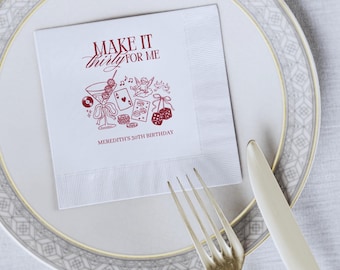 Tovaglioli da cocktail per il 30° compleanno: decorazioni per feste Dirty Martini