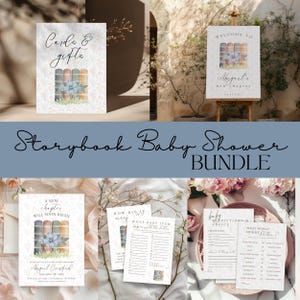 Storybook Baby Shower Bundle | A New Chapter, Book Themed Baby Shower, Storybook Baby Shower Decor, Canva Template, Gender Neutral
