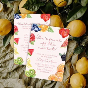 de Faire-part, enseigne et lot de jeu pour une fête prénatale fraîchement sorti du marché | Toile, faire-part de douche nuptiale hors marché, marché de producteurs