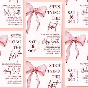 Uitnodiging vrijgezellenfeest vrijgezellenfeest | Roze, strik, koppelverkoop, She's koppelverkoop, vintage, flirt, bruiden, vrijgezellenfeest, feest