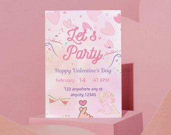 Valentines Day Party Invitation Template Valentine Party Holiday Invite Editable Template Printable Digital Invite DIY Digital Card Template