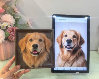 Custom 3D handmade wool felted pet portrait with frame, Needle felted animal, Realistic dog head replica, Dog Loss Memorial, Dog lover gift