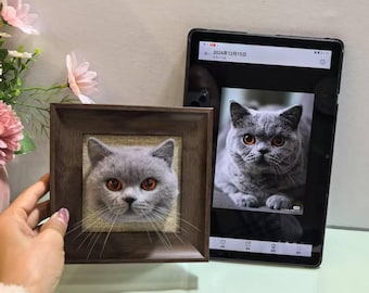 Custom 3D handmade wool felted pet portrait with frame, Needle felted animal, Realistic Cat Head Replica, Cat Loss Memorial, Cat lover gift