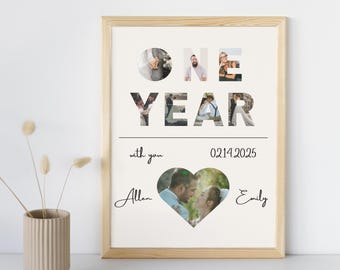 1st Anniversary Photo Collage Template Editable Custom Anniversary Photo Printable Photo Collage 1 Year Anniversary First Anniversary Gift