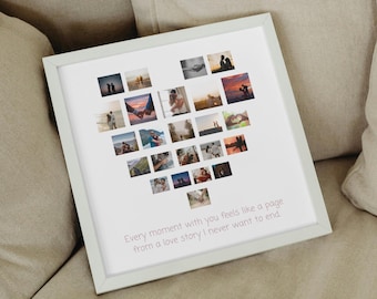 Heart Photo Collage PNG Template Editable Canva Photo Collage Template Valentines gift Valentines day Png Anniversary Gift Mother's Day gift
