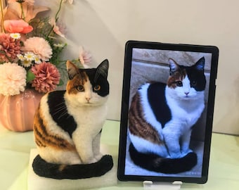 Custom 3D handmade wool felted full body pet Sculpture Needle felted animal Realistic Cat Full Body Replica Cat Loss Memorial Cat lover gift