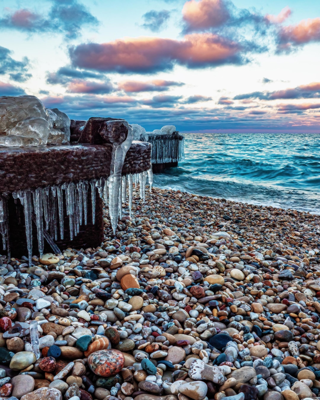 Blue Rocks Michigan Lake Michigan Sunset Point Pebbles Rocks Beach up North M22 Pure ...