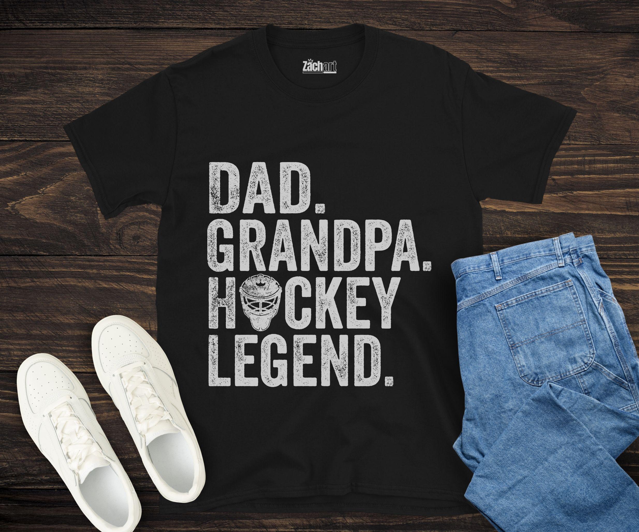 Dad Grandpa Hockey Legend Shirt, Funny Ice Hockey Gift, Best Grandpa Ever Hockey Tee, Retro Hockey Lover Shirt, Father's Day Gift