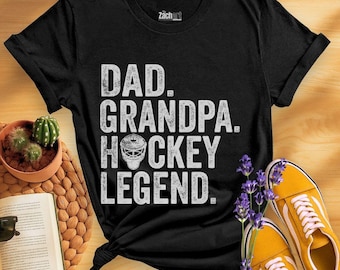 Dad Grandpa Hockey Legend Shirt, Funny Ice Hockey Gift, Best Hockey Grandpa Ever Gift, Retro Hockey Grandpa Shirt, Ice Hockey Grandpa Gift
