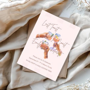 Last Toast On The Coast Bachelorette Party Invite and Itinerary, Pink Coastal Invite, Printable and Digital Canvas Invite, Beach Bach