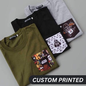 Custom Pocket Tshirt, Comfort Colors Pigment Dyed Unisex Pocket Sleeve Printed Tshirts, Personalized Tshirt Front And Back Print Design Gift