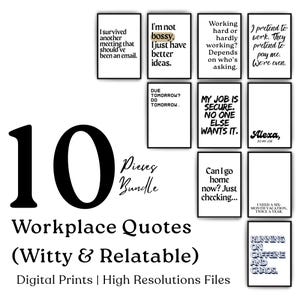 Funny Office Wall Art Bundle | 10 Digital Prints for Work Humor Decor | Witty Workplace Quotes | Instant Download | Coworker Gift Printable