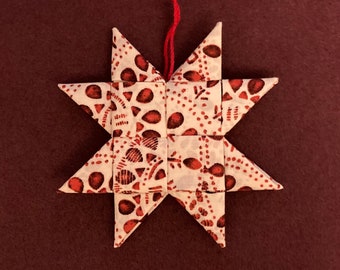 Scandinavian Star- Red and White Christmas Ornament