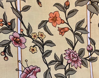 Scalamandre  Vintage Textile 1979 - “Summer Trellis”- Rare Hand Printed Fabric