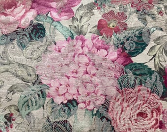 Jacquard Upholstery Remnant- Vintage Chintz Floral