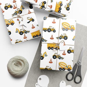 Carta da regalo per veicoli da costruzione | Carta da regalo per bambini | Articoli per feste di compleanno a tema cantiere | Carta da regalo a tema trasporto bambini