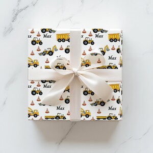 Carta da regalo personalizzata per veicoli da costruzione | Rotolo di carta da regalo per bambini | Articoli per feste di compleanno in cantiere | Decorazioni per la camera dei ragazzi