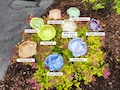 Ceramic Bee Watering Station, Pollinator Puddler, Butterfly Cup & Garden Art Decor for Pollinators, Large 4 inch