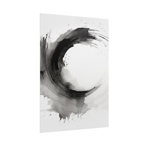 minimalist ink painting large wall print monochrome painting neutral abstract decor modern brushstroke print Japanese ink style